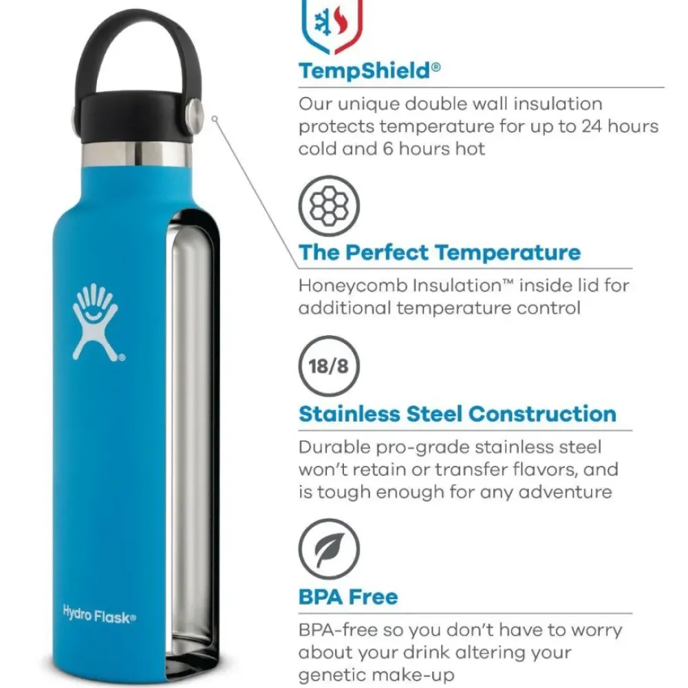 HYDRO FLASK 24oz Standard Mouth Bottle w/ Flex Cap New