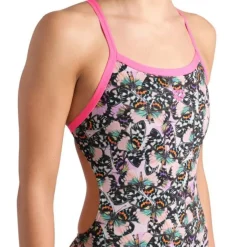 Arena W Butterflies Swimsuit Challenge Back 950 Shocking Pink-Multi New